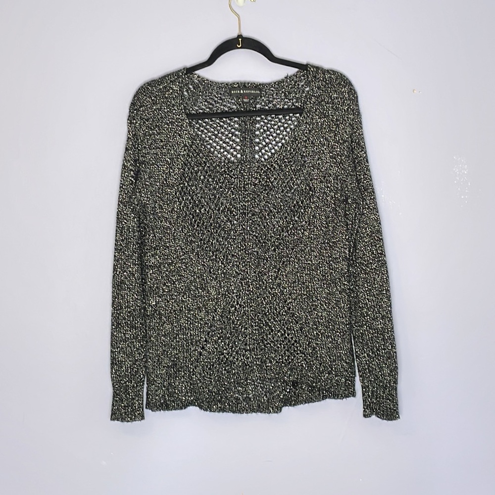 3/10$ Shimmery black and silver scoop neck sweater